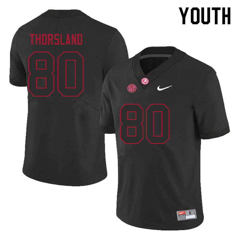 Alabama Crimson Tide Youth Adam Thorsland #80 Black NCAA Nike Authentic Stitched 2021 College Football Jersey SJ16M73JO